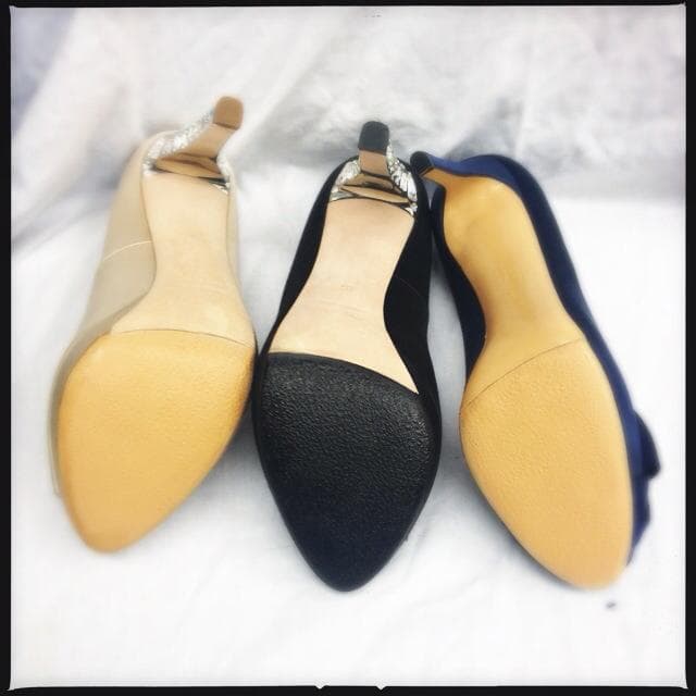 High heel shoe outsoles replaced by expert cobbler at George Shoe Repairs London