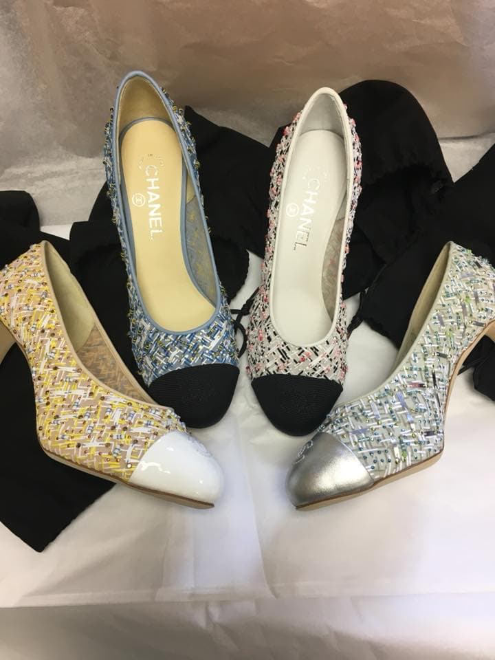 Chanel tweed pumps luxury designer shoe repair — George Shoe Repairs Fitzrovia
